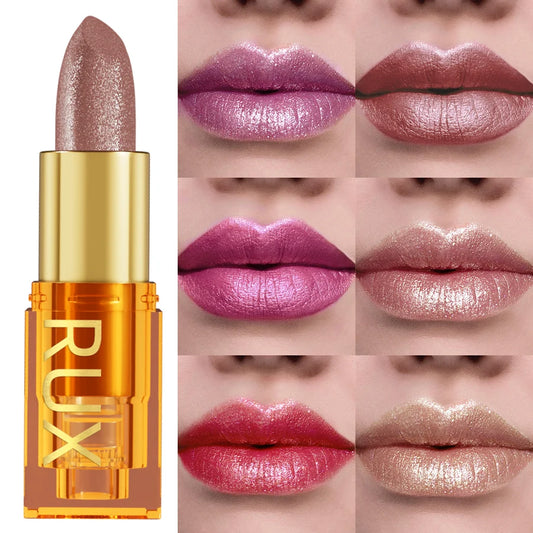 16 colors Bold& Intense Glitter Shiny Metallic Lipstick Pearlescent Lip Tint, Long lasting Lip Makeup Gifts for Women Cosmetics