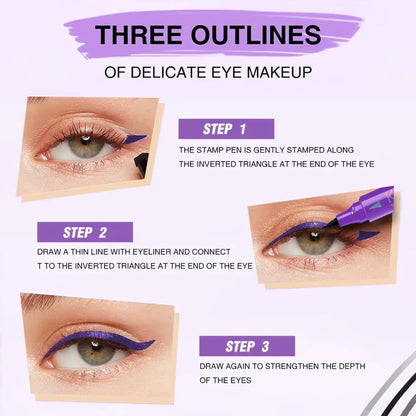 KAFURUX Dual‑Ended Stamp Eyeliner Pen – Smudge‑Proof Quick‑Dry in 3 Black Purple & Blue Shades (1 pc)