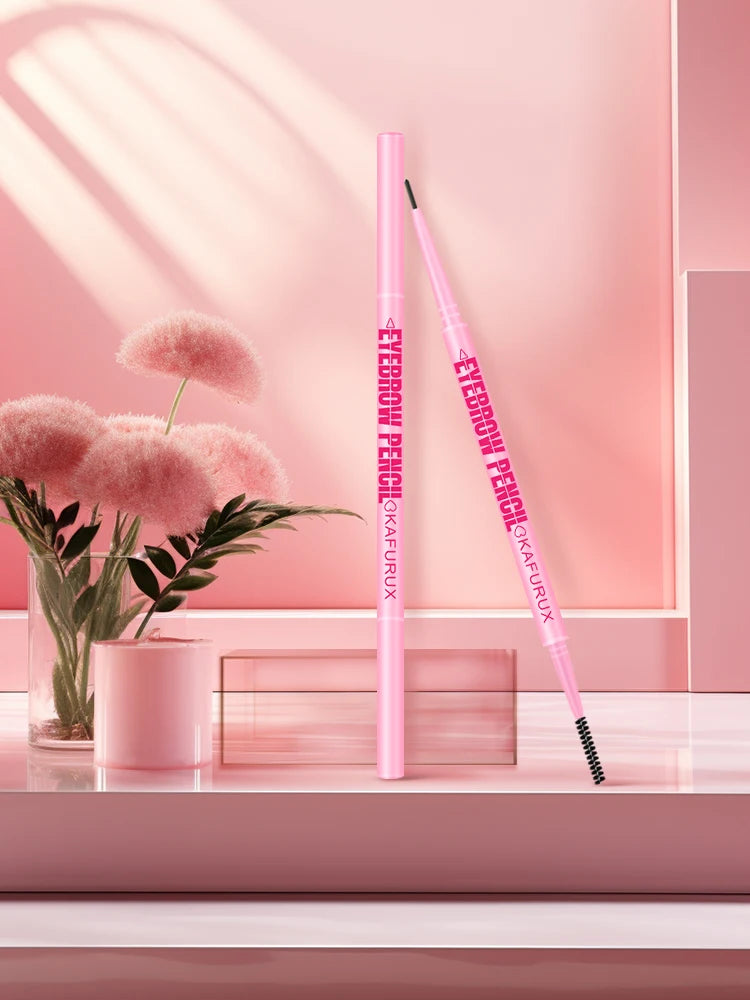 1pc KAFURUX Ultra‑Fine Double‑Head Rotatable Eyebrow Pen with Brush – Waterproof Wild Brow Pencil (6 Shade Variants)