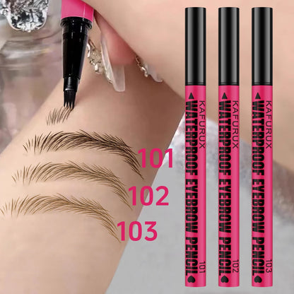 KAFURUX 1pc Waterproof Eyebrow Pen – Microblading 4-Tip Brow Pencil for Natural Hair-Like Strokes in 3 Color Variants