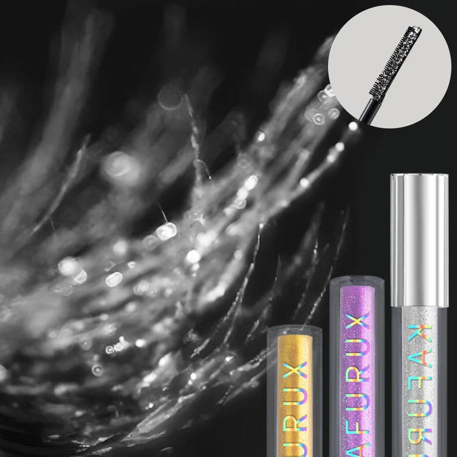 KAFURUX 1pc Diamond Shine Waterproof Volume Mascara – Glitter Snow Effect Waterproof Curl & Volume Mascara in 4