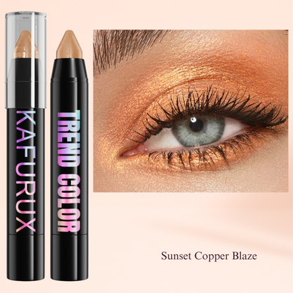 KAFURUX Metallic Glitter Eyeshadow Pen – Waterproof Highlighter Pencil in 19 Smoky & Green Shades (1pc) - Sunset Copper