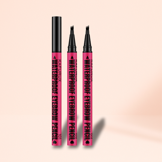 KAFURUX 1pc Waterproof Eyebrow Pen – Microblading 4-Tip Brow Pencil for Natural Hair-Like Strokes in 3 Color Variants