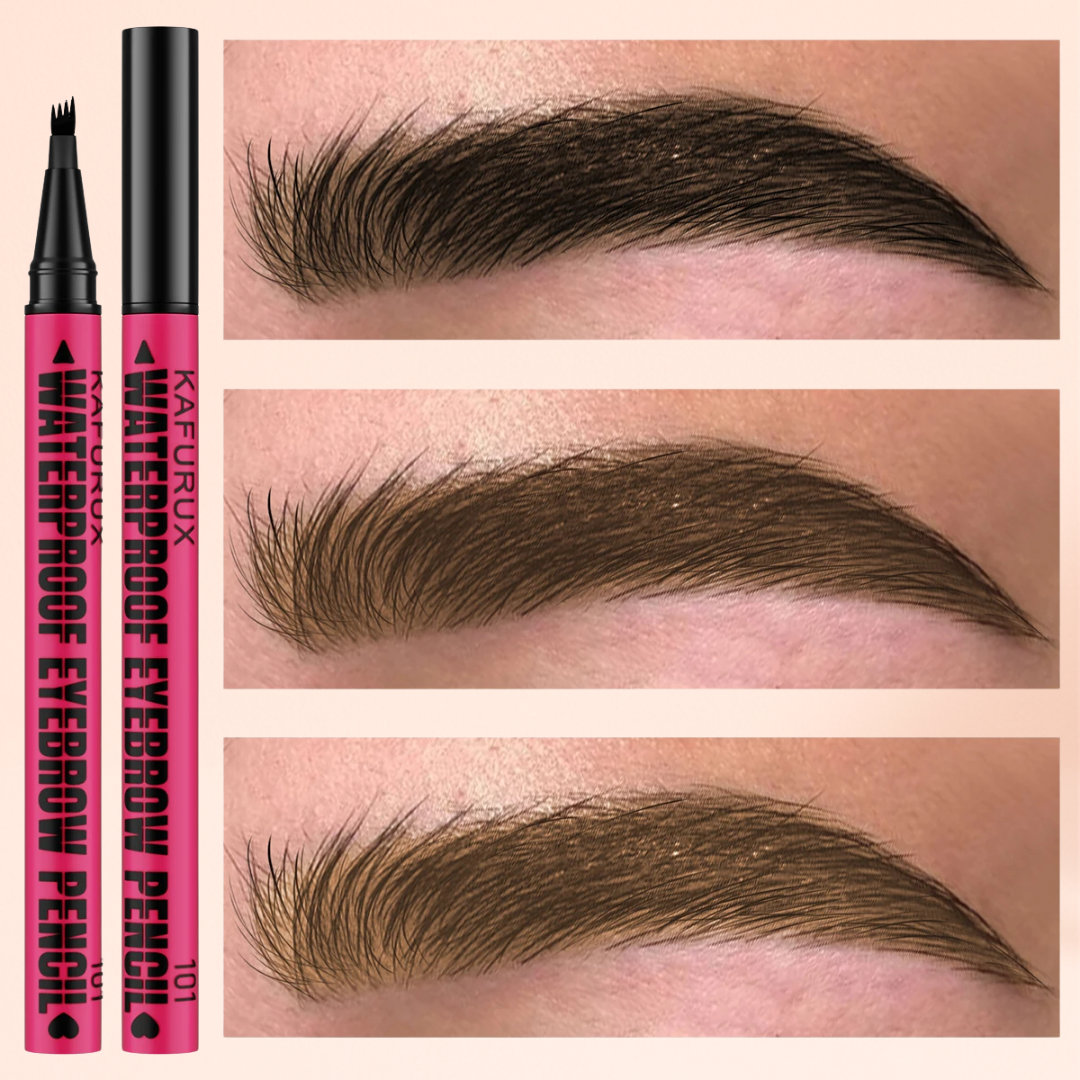 KAFURUX 1pc Waterproof Eyebrow Pen – Microblading 4-Tip Brow Pencil for Natural Hair-Like Strokes in 3 Color Variants