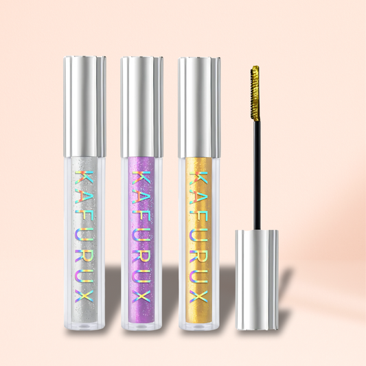 KAFURUX 1pc Diamond Shine Waterproof Volume Mascara – Glitter Snow Effect Waterproof Curl & Volume Mascara in 4