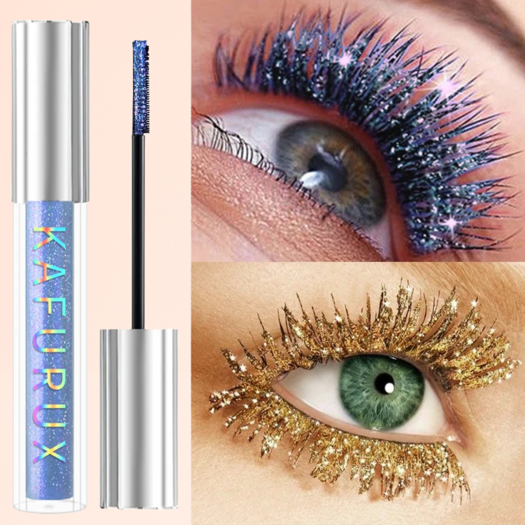 KAFURUX 1pc Diamond Shine Waterproof Volume Mascara – Glitter Snow Effect Waterproof Curl & Volume Mascara in 4