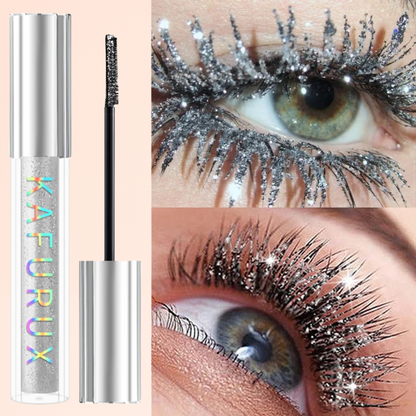 KAFURUX 1pc Diamond Shine Waterproof Volume Mascara – Glitter Snow Effect Waterproof Curl & Volume Mascara in 4
