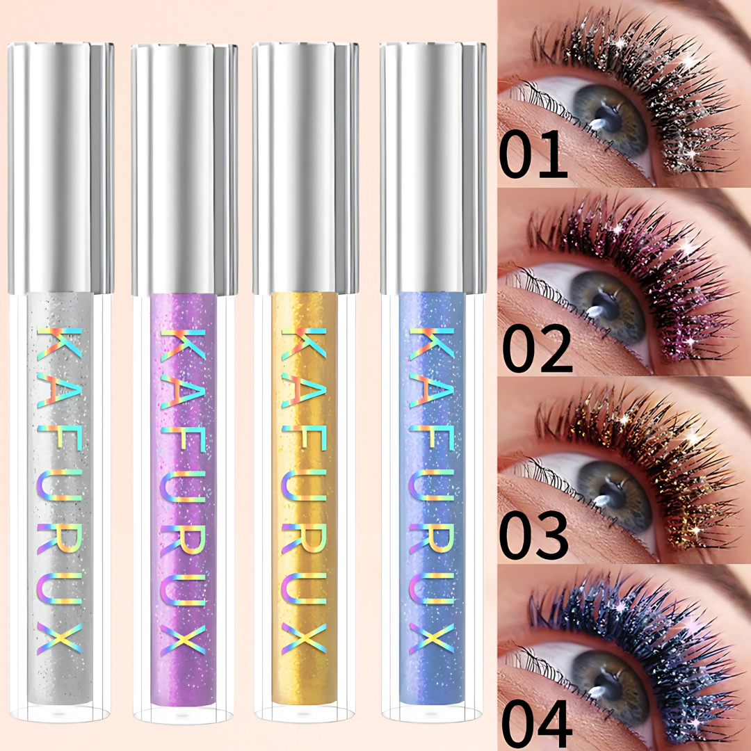 KAFURUX 1pc Diamond Shine Waterproof Volume Mascara – Glitter Snow Effect Waterproof Curl & Volume Mascara in 4