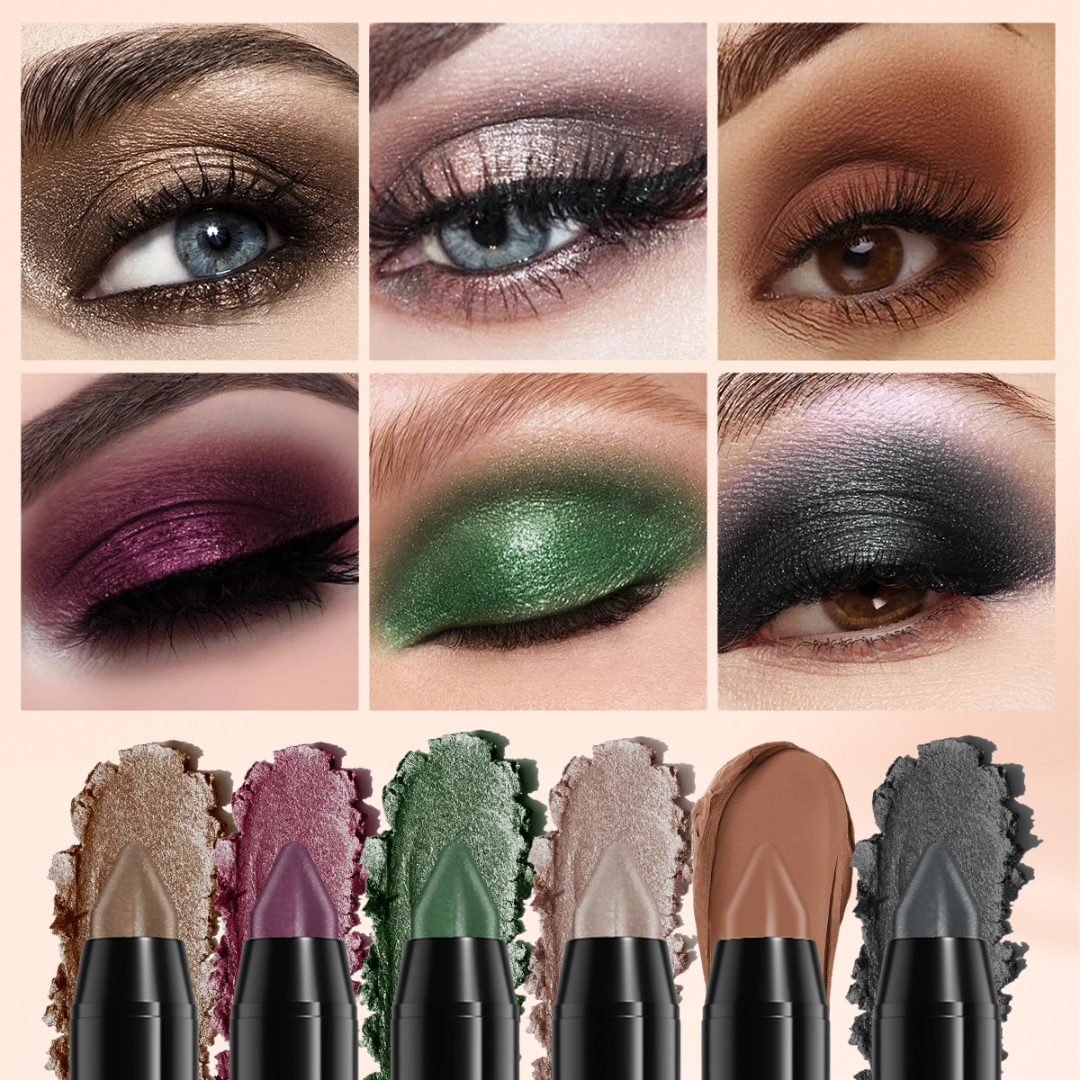 KAFURUX Metallic Glitter Eyeshadow Pen – Waterproof Highlighter Pencil in 19 Smoky & Green Shades (1pc)