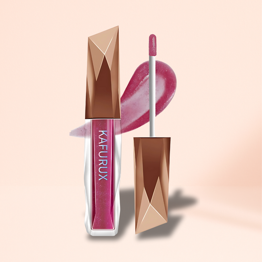 1pc KAFURUX Moisturizing Plump & Sparkling Lip Gloss – Water‑Glossy Mirror Lip Glaze with Glitter (6 Color Variants)