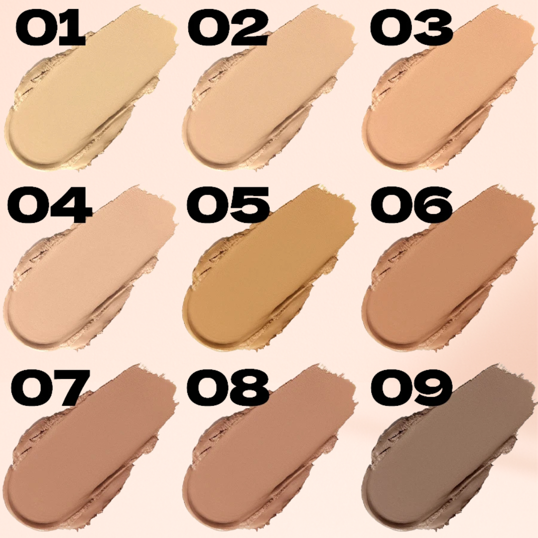 KAFURUX High‑Coverage Stick Foundation – Smooth Plumper Concealer for Spots Acne Dark Circles in 9 Color Variants (1 pc)