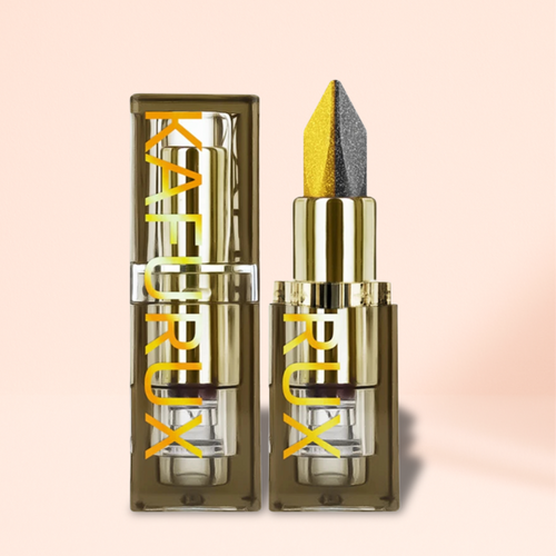 KAFURUX Midnight Gold Dual-Tone Glitter Lipstick – Black & Yellow Matte Tint for Lips & Eyes