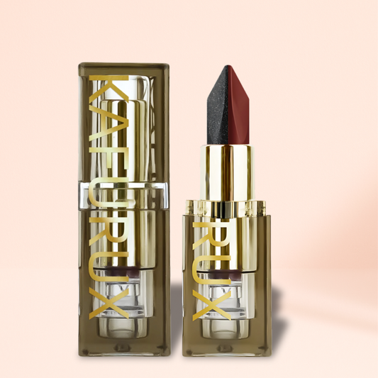 1PC Glitter Waterproof Two-tone Lipstick Matte Non-stick Pearlescent Diamond Lip Tint Red Black Brown Lips Makeup for Women Cosm