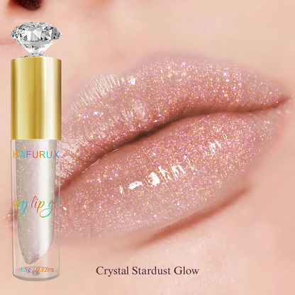 KAFURUX 1pc Diamond Shimmer Glitter Lip Gloss – Moisturizing Liquid Lip Gloss in 9 Pearl and Glitter Shades - Crystal