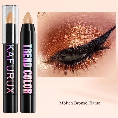 KAFURUX Metallic Glitter Eyeshadow Pen – Waterproof Highlighter Pencil in 19 Smoky & Green Shades (1pc) - Molten Bronze