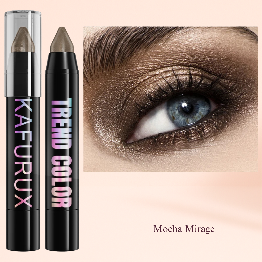KAFURUX Metallic Glitter Eyeshadow Pen – Waterproof Highlighter Pencil in 19 Smoky & Green Shades (1pc) - Mocha Mirage