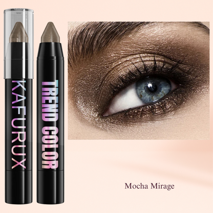 KAFURUX Metallic Glitter Eyeshadow Pen – Waterproof Highlighter Pencil in 19 Smoky & Green Shades (1pc) - Mocha Mirage