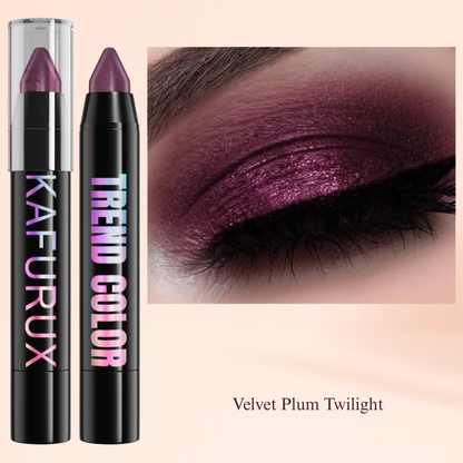 KAFURUX Metallic Glitter Eyeshadow Pen – Waterproof Highlighter Pencil in 19 Smoky & Green Shades (1pc) - Velvet Plum