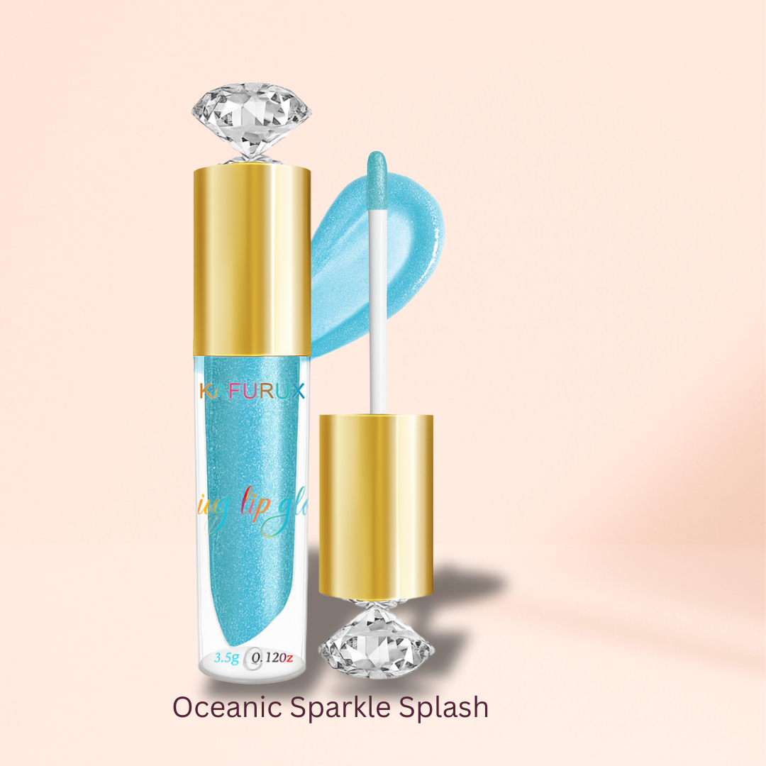 KAFURUX Moisturizing Diamond Shimmer Lip Gloss – Sparkling Pearl-Glam Liquid Lipstick in 9 Glitter Shades (1 pc)