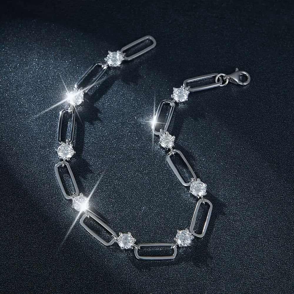 Secure lobster clasp with safety latch on moissanite sterling silver bracelet