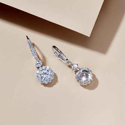 Pendientes de moissanita de 1 quilate en plata de ley 925