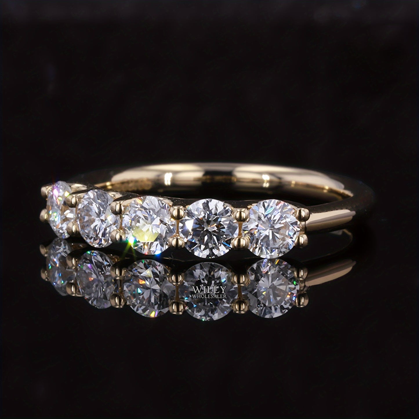 5-Stone Moissanite Wedding Band – 4mm VVS1 Clarity