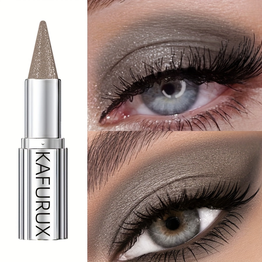 KAFUX Sparkle Grey Eyeshadow Pencil - Waterproof, Shimmer Glitter Finish, Metallic Tube with Dual-Color Gradient for Dramatic Eye Makeup