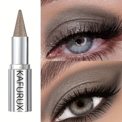 KAFUX Sparkle Grey Eyeshadow Pencil - Waterproof, Shimmer Glitter Finish, Metallic Tube with Dual-Color Gradient for Dramatic Eye Makeup