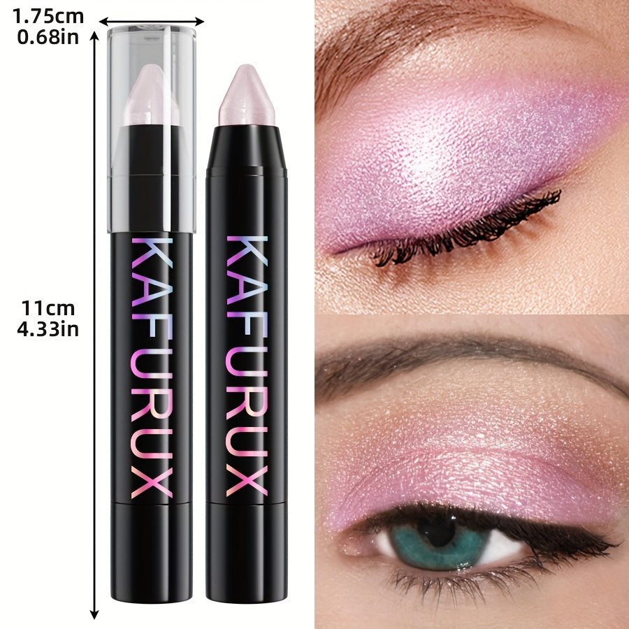 1pc KAFURUX Shimmery Pink Eyeshadow Stick - Long-Lasting, Waterproof Monochrome Glitter Eye Makeup Pen with Swivel Applicator - Matte Finish Eye Shadow Palette in Convenient Stick Format