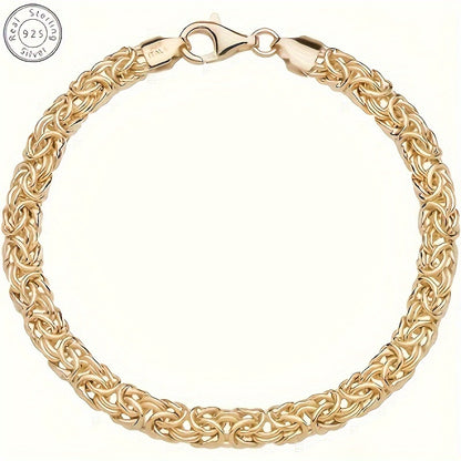 Pulsera italiana de plata de ley 925 bañada en oro de 18 quilates