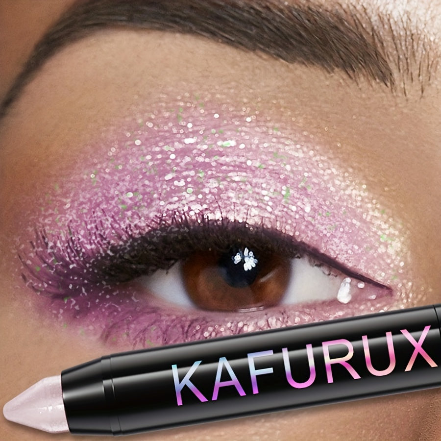 1pc KAFURUX Shimmery Pink Eyeshadow Stick - Long-Lasting, Waterproof Monochrome Glitter Eye Makeup Pen with Swivel Applicator - Matte Finish Eye Shadow Palette in Convenient Stick Format