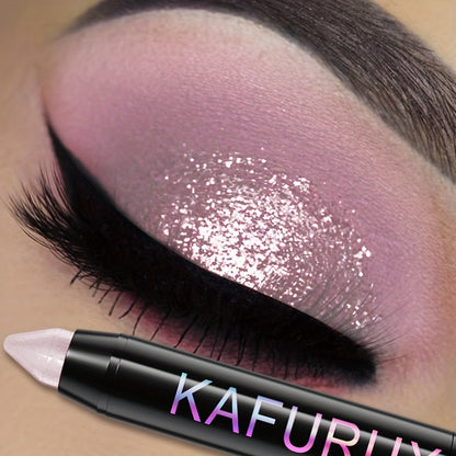 1pc KAFURUX Shimmery Pink Eyeshadow Stick - Long-Lasting, Waterproof Monochrome Glitter Eye Makeup Pen with Swivel Applicator - Matte Finish Eye Shadow Palette in Convenient Stick Format