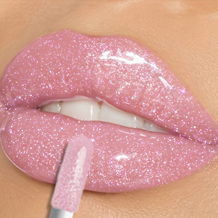 KAFURIX Waterproof Pink 1pc Lip Glaze - Glossy Finish, Sparkle Shine, Long-Lasting, Non-Sticky Paste for All Skin Types, Easy Application