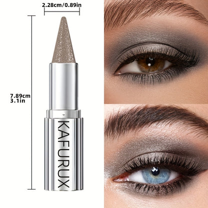 KAFUX Sparkle Grey Eyeshadow Pencil - Waterproof, Shimmer Glitter Finish, Metallic Tube with Dual-Color Gradient for Dramatic Eye Makeup