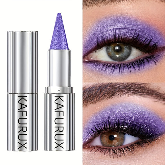 Kaifurx Sparkling Purple Eyeshadow Pencil – Non-Greasy, Pearlescent Glitter Finish, Metallic Tube with Precision Applicator for Dramatic Eye Makeup