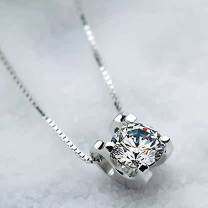 Conjunto Moissanite Sparkle: Pendientes y collar con colgante de plata de ley 925