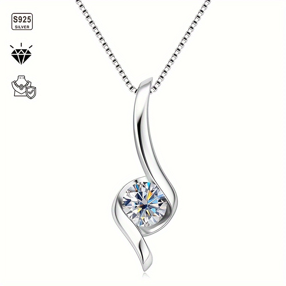 Collar de plata de ley S925 con moissanita de 1 quilate