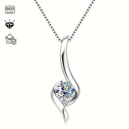 Collar de plata de ley S925 con moissanita de 1 quilate