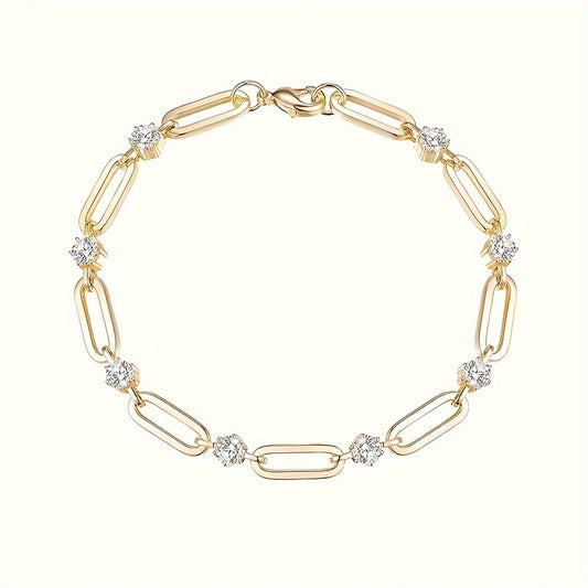Lustrous moissanite tennis bracelet with round cut stones in 925 sterling silver