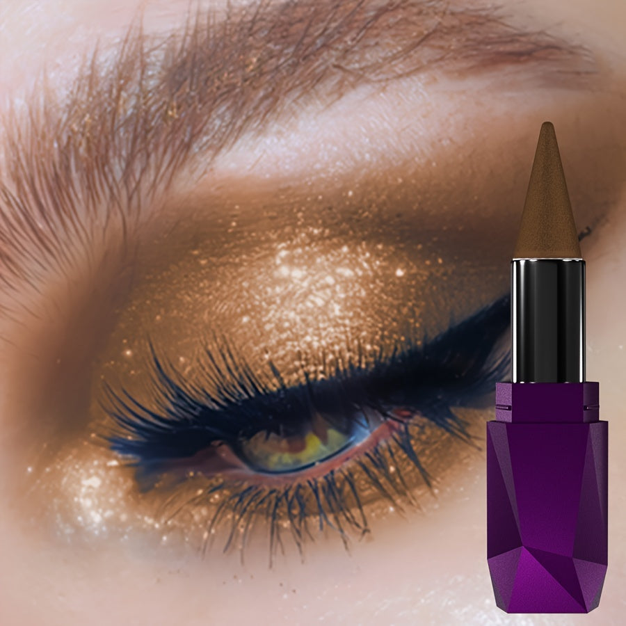 KAFUXI Vibrant Pearly Glitter Eyeshadow Stick - Mesmerizing Brown Shades, Long-Wear & Waterproof, Swivel Matte Finish Eye Makeup Pen with Geometric Purple Container