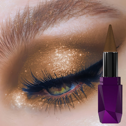 KAFUXI Vibrant Pearly Glitter Eyeshadow Stick - Mesmerizing Brown Shades, Long-Wear & Waterproof, Swivel Matte Finish Eye Makeup Pen with Geometric Purple Container