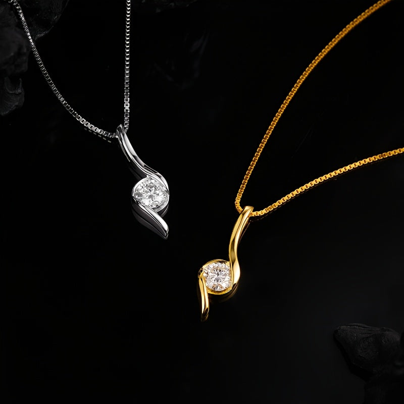Collar de plata de ley S925 con moissanita de 1 quilate