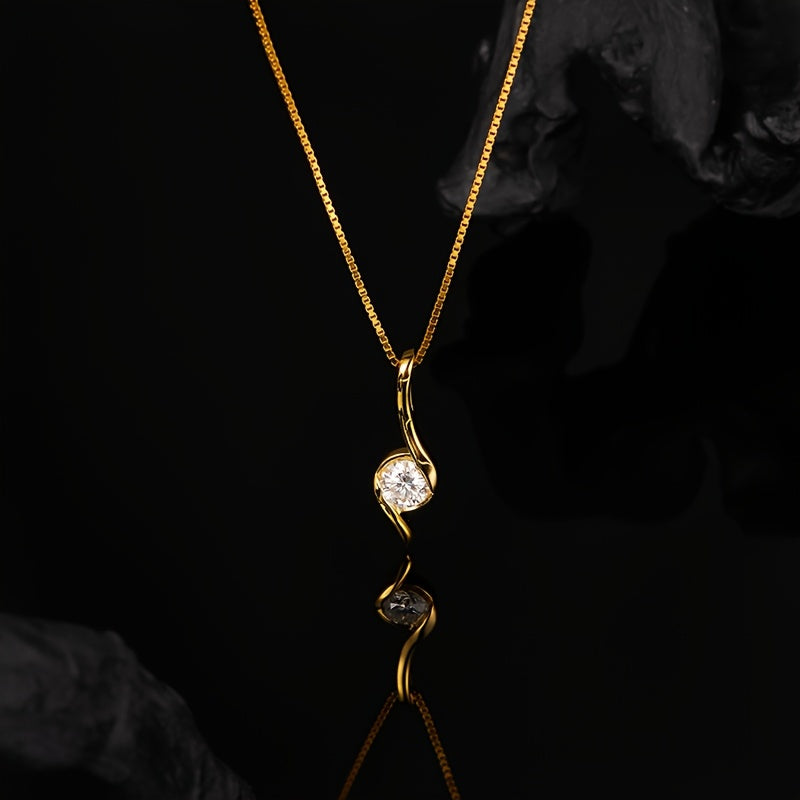 Collar de plata de ley S925 con moissanita de 1 quilate