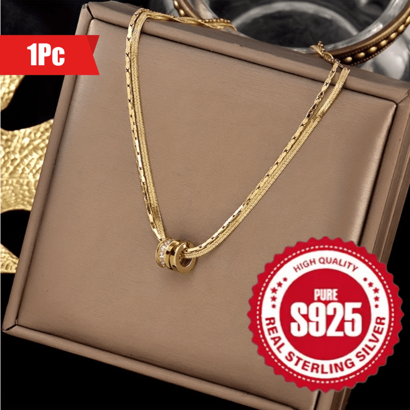 Elegante collar de doble clavícula de plata de ley 925