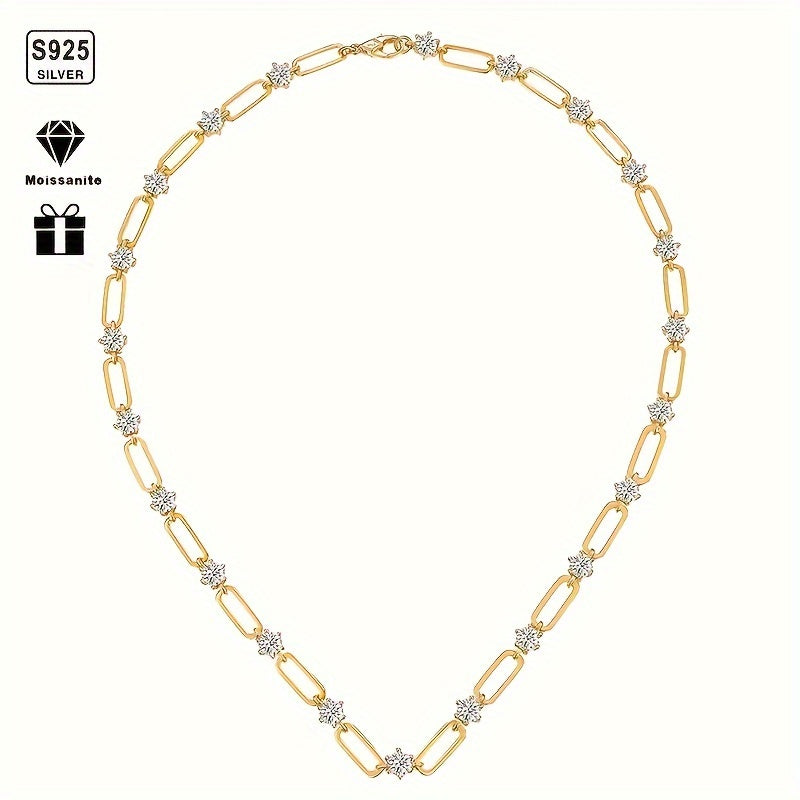 Lustrous Moissanite Tennis Necklace – 925 Sterling Silver