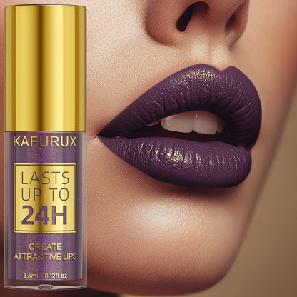 [Waterproof Lip Gloss] KAFURUX 1pc 24H Long-Lasting Waterproof Lip Gloss | Shimmer Finish, Easy to Apply, All Skin Types, Purple Tone, Portable Travel Makeup