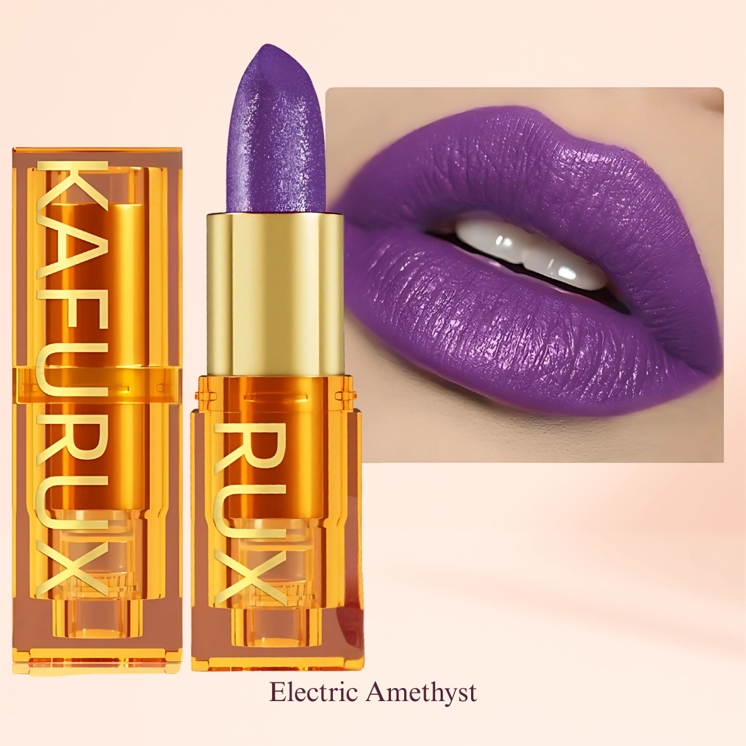 Electric Amethyst Lipstick with Bold Purple Tone – KAFURUX Moisturizing High-Pigment Lipstick for Women – Long-Lasting, Non-Transfer – USA UK Europe