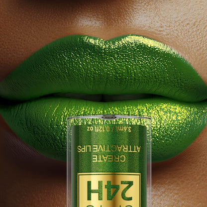 1pc KAFURX Waterproof Lip Glaze, 24H Long-Lasting Shine, Non-Sticky, Natural Fresh Scent, Pearlescent Finish, All Skin Types, Green Tone Paste Form