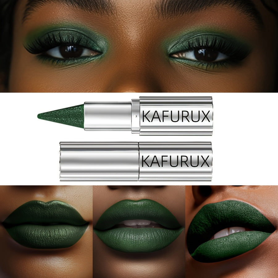 Kafurux Green Pearlescent Sparkle Lipstick - Waterproof, Colorfast, Natural Shine for Lips & Eyes, Easy to Apply, Metallic Finish, Vibrant Green Shade, Perfect for Bold Makeup Looks, Versatile Makeup | Sleek Metallic Finish |