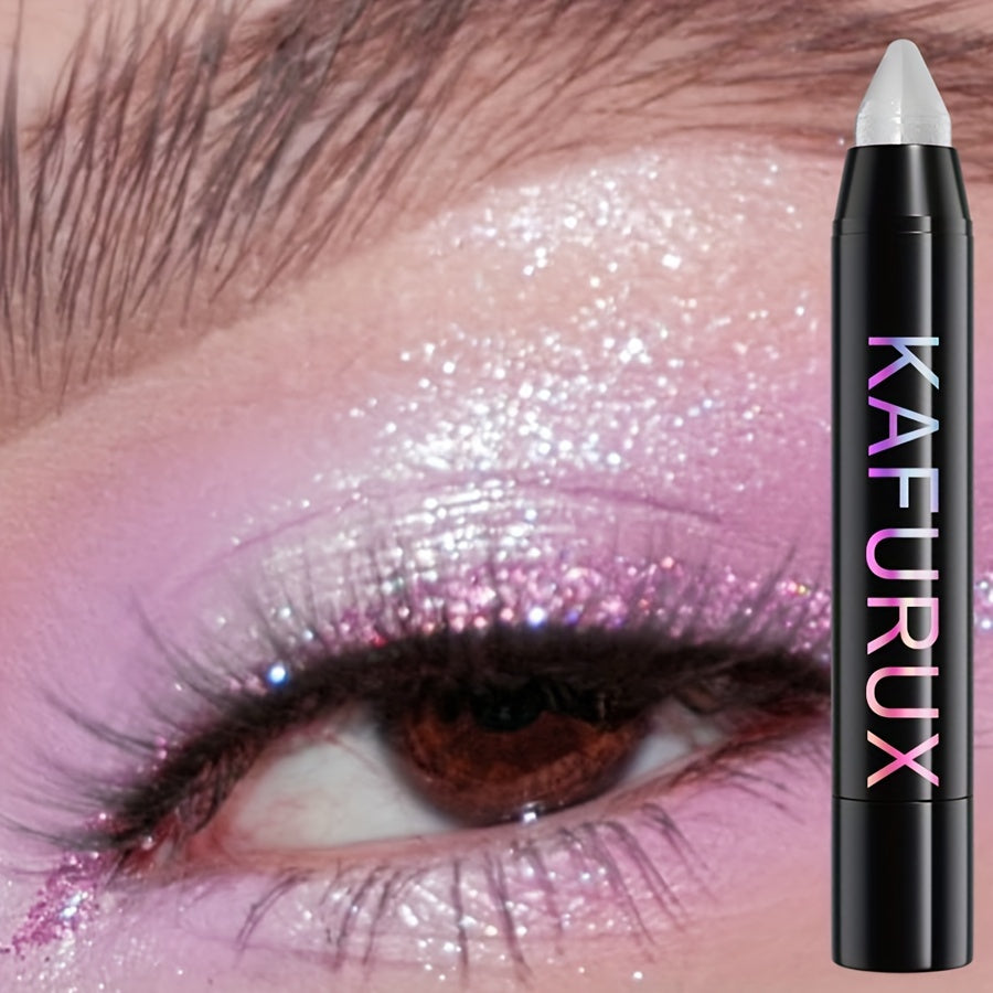 1pc KAFURUX Shimmery Pink Eyeshadow Stick - Long-Lasting, Waterproof Monochrome Glitter Eye Makeup Pen with Swivel Applicator - Matte Finish Eye Shadow Palette in Convenient Stick Format